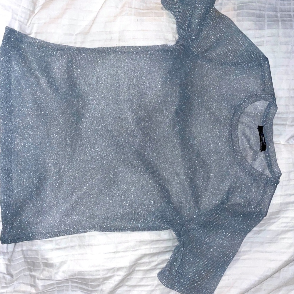 SHEER Zara Trafaluc silver t-shirt
